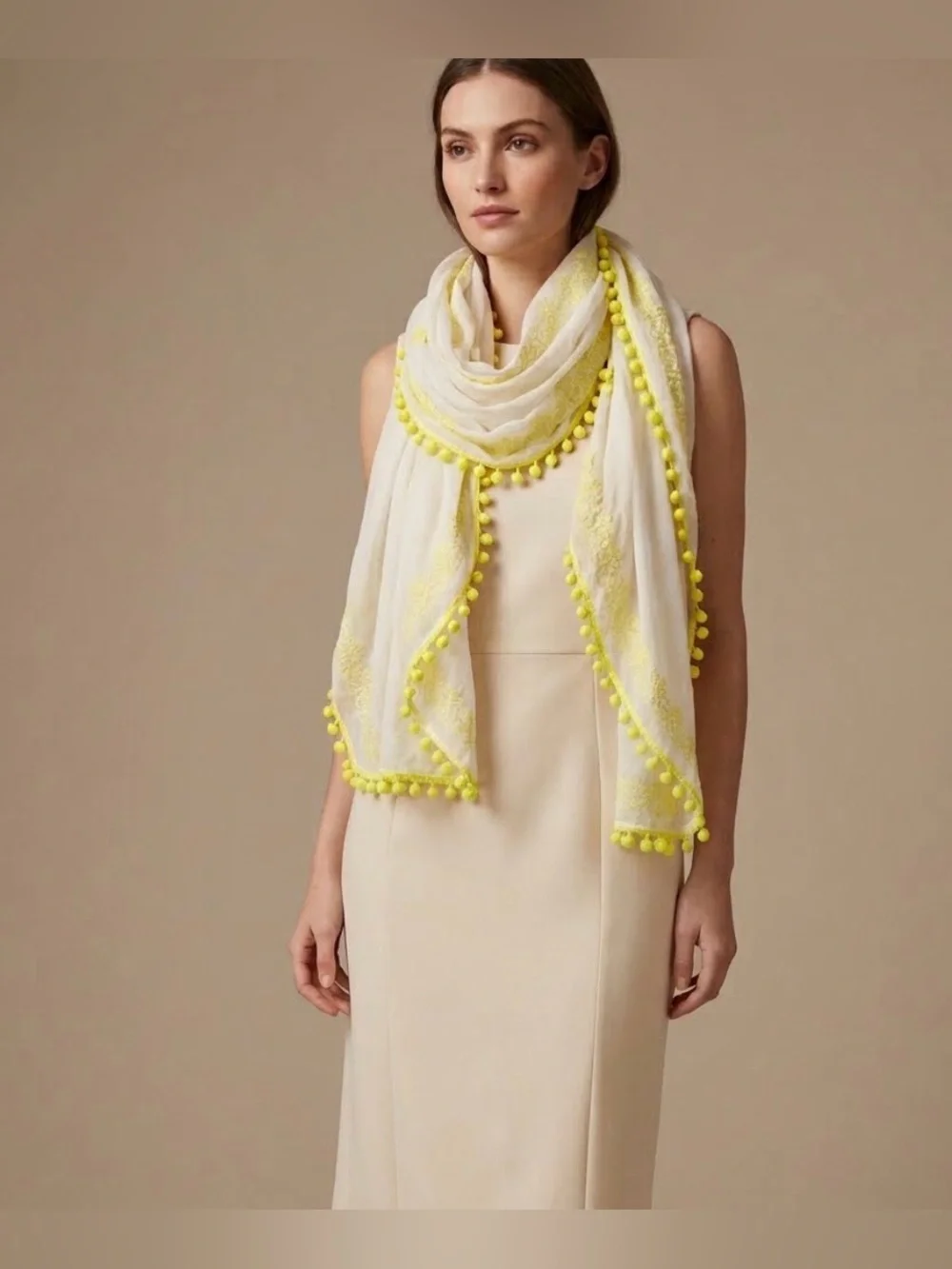 Anthropologie Floreat Pom Pom Scarf
